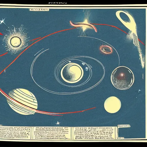 Image similar to vintage diagram of the universe showing how it was created by the space octopus