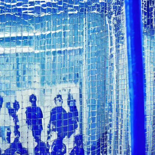 Image similar to people in a blue crystal prison