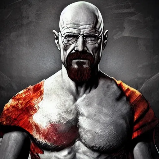 Prompt: Walter White as the God of War. Beautiful digital art