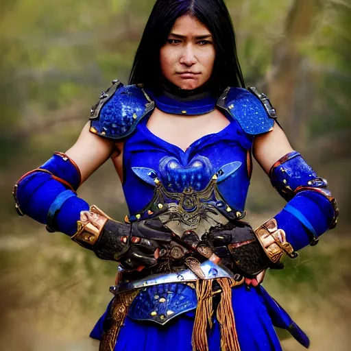 Image similar to beautiful warrior with lapis lazuli armour