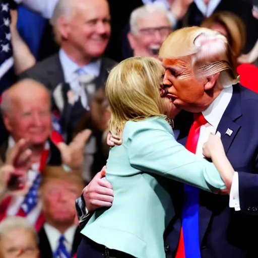 Prompt: donald trump hugging joe biden, dslr photo, 8k,