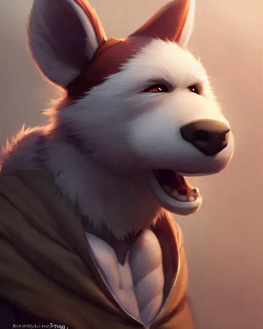 Image similar to character concept art of a cute young male anthropomorphic furry | | absolutely adorable muzzle, key visual, realistic shaded perfect face, fine details by stanley artgerm lau, wlop, rossdraws, james jean, andrei riabovitchev, marc simonetti, and sakimichan, trending on artstation