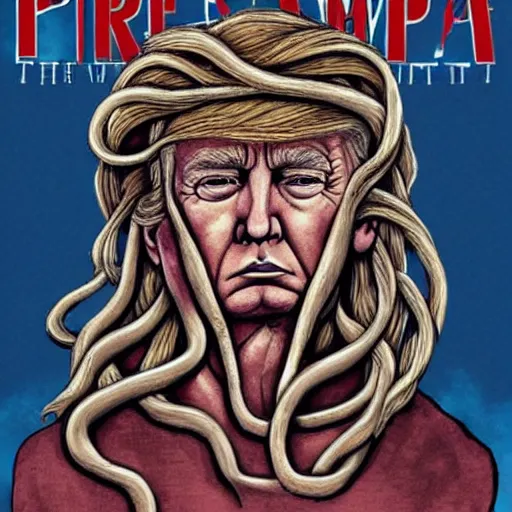 Prompt: donald trump as medusa