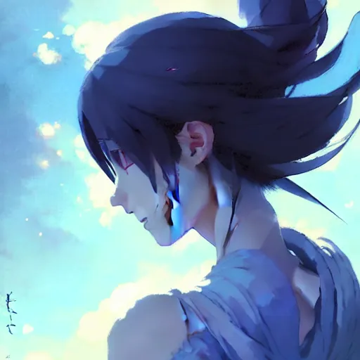 Image similar to indigo beauty, finely detailed features, perfect art, gapmoe yandere grimdark, trending on pixiv fanbox, painted by greg rutkowski makoto shinkai takashi takeuchi studio ghibli, akihiko yoshida