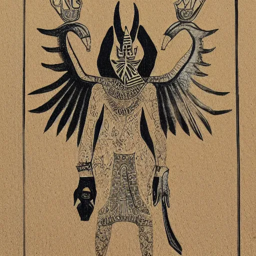 Prompt: calligraphy image of Anubis, highly detailed and rendered