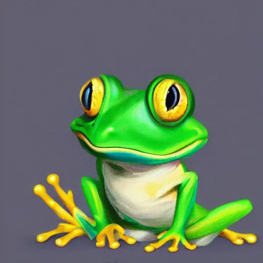 Image similar to hybrid animal cross between frog and donald trum detailed furry cute painting 4 k