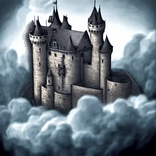 Image similar to Ultra realistic illustration of a castle in the clouds, steapunk, fantasy