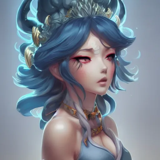 Image similar to character concept art of an anime stormy cloud goddess | | cute - fine - face, pretty face, realistic shaded perfect face, fine details by stanley artgerm lau, wlop, rossdraws, james jean, andrei riabovitchev, marc simonetti, and sakimichan, tranding on artstation