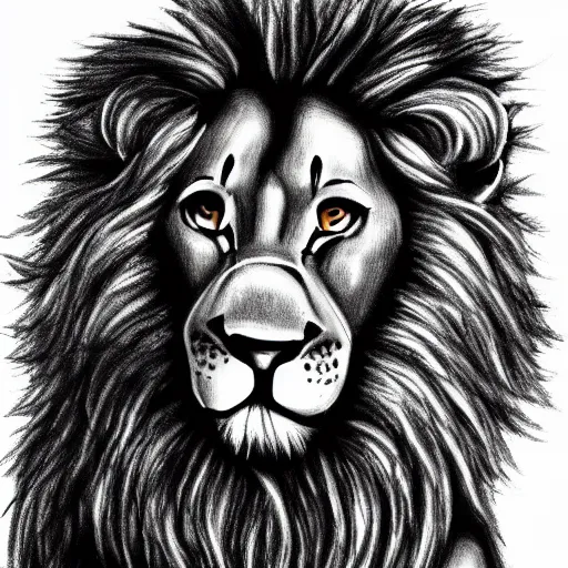 Prompt: once upon a time there were little lions that became black and white drawing to paint in crayon