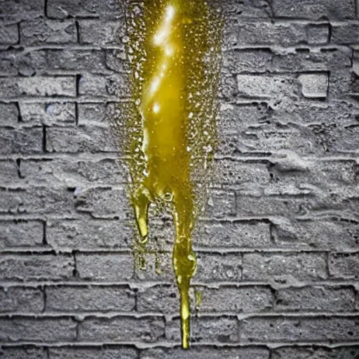 Prompt: hyper realistic photo of urine dripping down a wall