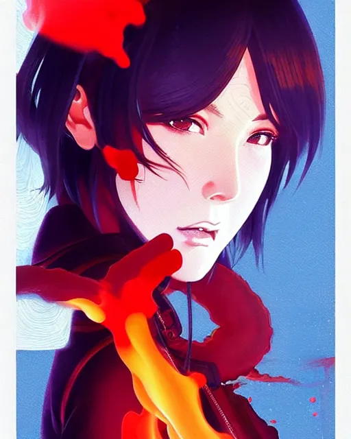 Image similar to beautiful female fireman, covered in flames | | very very anime!!!, fine - face, audrey plaza, realistic shaded perfect face, fine details. anime. realistic shaded lighting poster by ilya kuvshinov katsuhiro otomo ghost - in - the - shell, magali villeneuve, artgerm, jeremy lipkin and michael garmash and rob rey