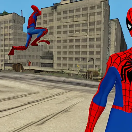 Prompt: spider man in gta san andreas