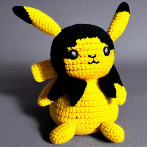 Image similar to crocheted plush toy of emo pikachu