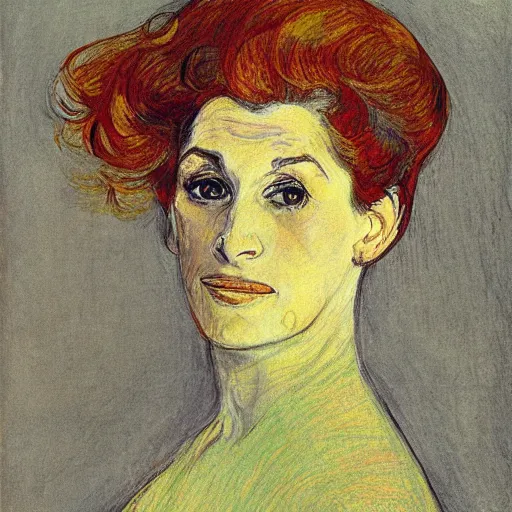 Image similar to portrait of julia roberts, by henry de toulouse lautrec