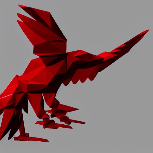 Prompt: 2 dimensional, vector, low poly, white eagle icon, red background, cgsociety, artstation, octane render