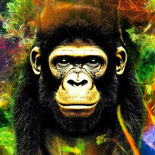 Image similar to stoned ape theory, psilocybin mushrooms, abstract, evolution