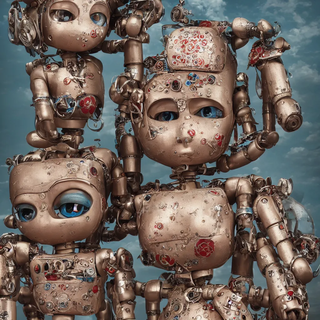 Image similar to closeup portrait of tin toy robot bikini girl trap, depth of field, zeiss lens, detailed, symmetrical, centered, fashion photoshoot, by nicoletta ceccoli, mark ryden, lostfish, breathtaking, 8 k resolution, extremely detailed, beautiful, establishing shot, artistic, hyperrealistic, octane render