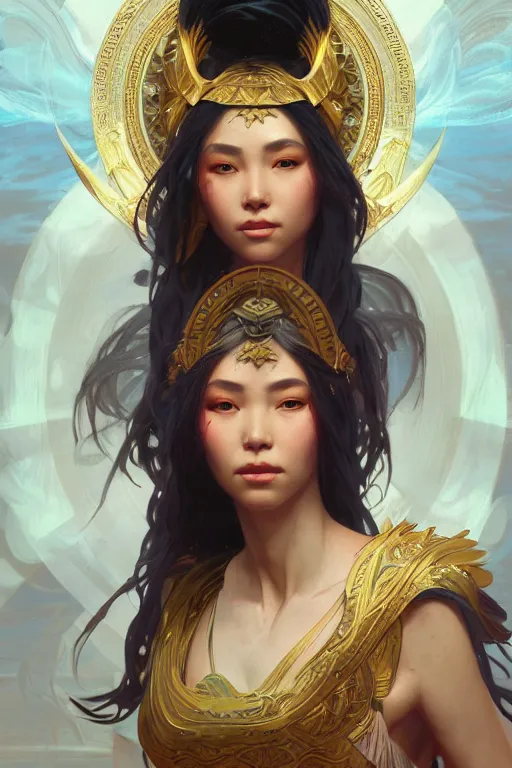 Prompt: asian greek goddess, highly detailed, digital painting, artstation, concept art, smooth, sharp focus, illustration, Unreal Engine 5, 8K, art by Ross Tran and greg rutkowski and alphonse Mucha