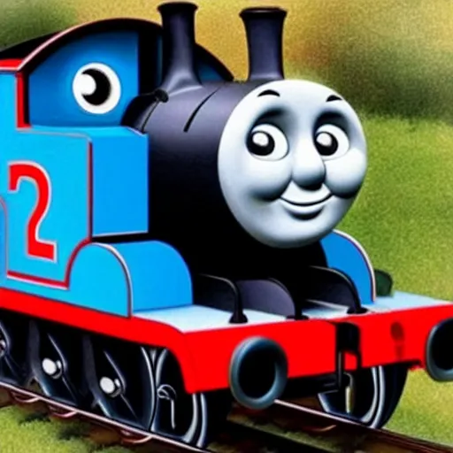 Prompt: thomas the tank engine in the trolley dillema