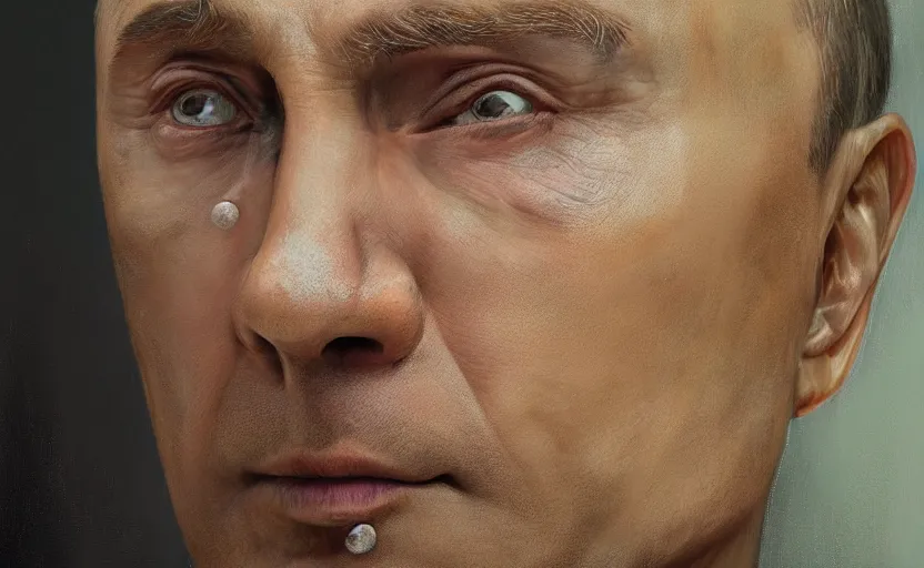 Prompt: hyperrealistic mixed media portrait of a Vladimir Putin forward angle, stunning 3d render inspired art by P. Craig Russell and Barry Windsor-Smith + perfect facial symmetry + dim volumetric lighting, 8k octane beautifully detailed render, post-processing, extremely hyperdetailed, intricate complexity, epic composition, grim yet sparkling atmosphere, cinematic lighting + masterpiece, trending on artstation