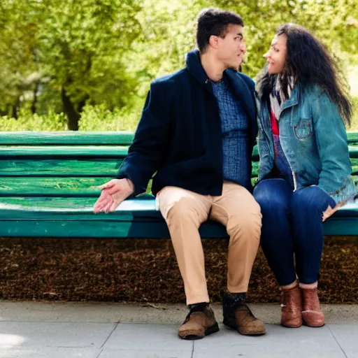 Image similar to a couple sitting on a park bench