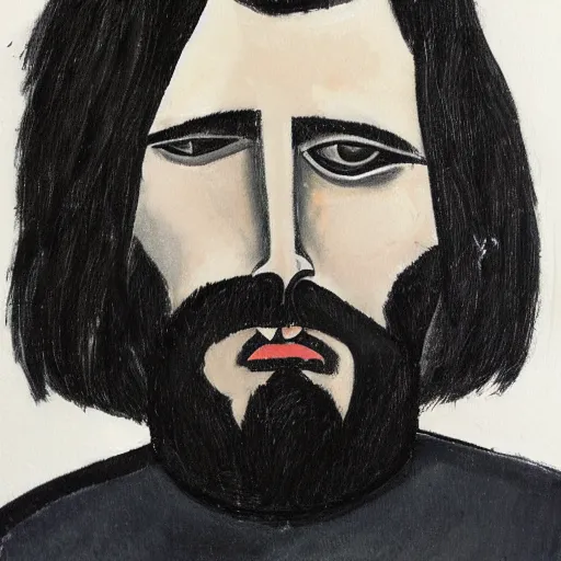 Prompt: a portrait lenny from motorhead in the style of amedeo modigliani