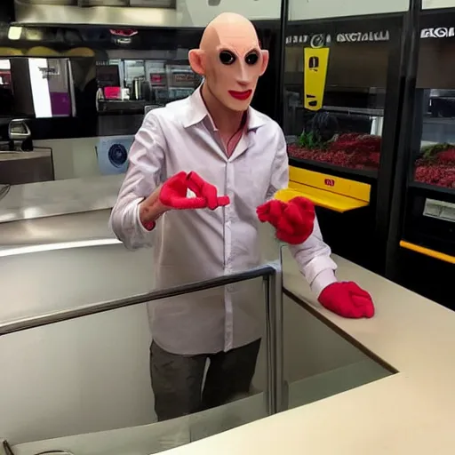 Image similar to count orlok working at maccas