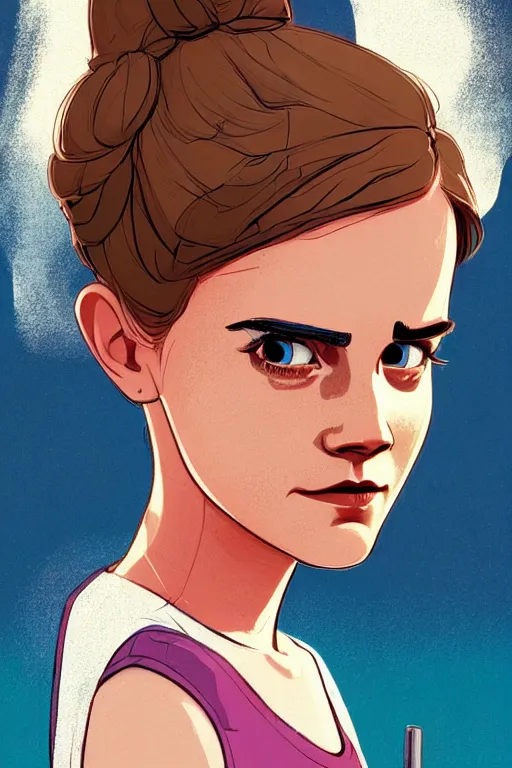 Image similar to a study of cell shaded protrait of Emma Watson as a Toy Story 3 character, llustration, post grunge, concept art by josan gonzales and wlop, by james jean, Victo ngai, David Rubín, Mike Mignola, Laurie Greasley, highly detailed, sharp focus, alien, Trending on Artstation, HQ, deviantart, art by artgem