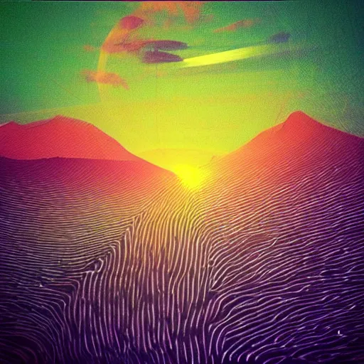 Image similar to disco diffusion landscape of island, by holosomnia on instagram