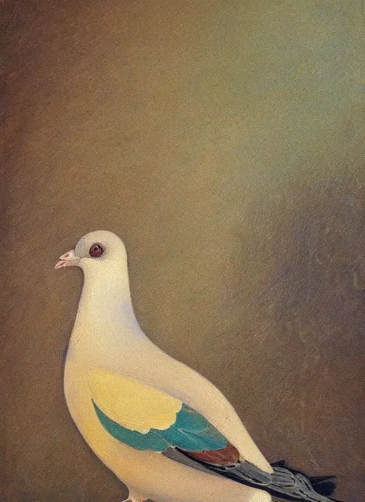 Prompt: A masterpiece painting of a pigeon, plain background, neo-rococo expressionist style