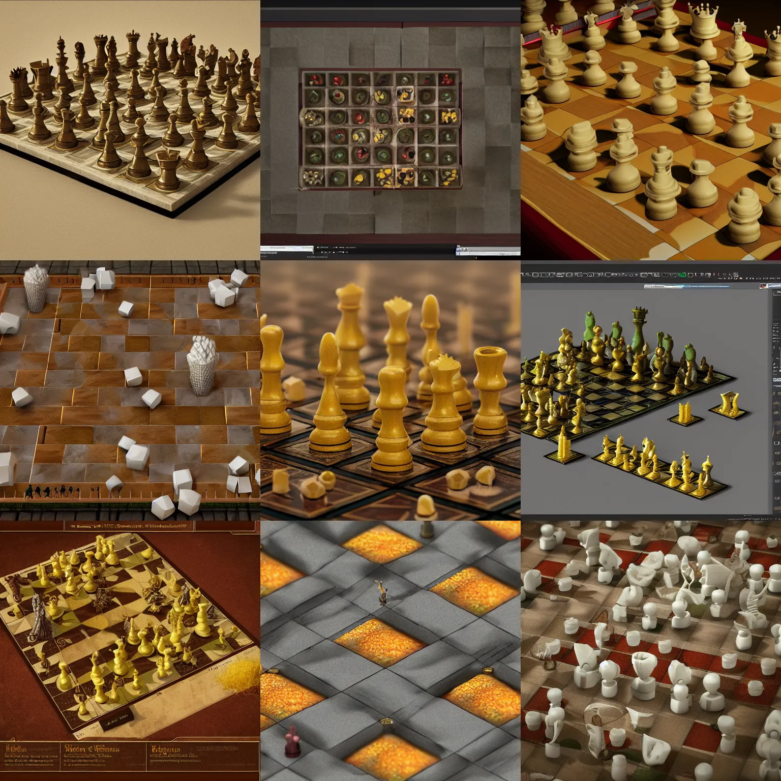 Prompt: corn chess board game by shaun tan, gipf project, detailed octane render