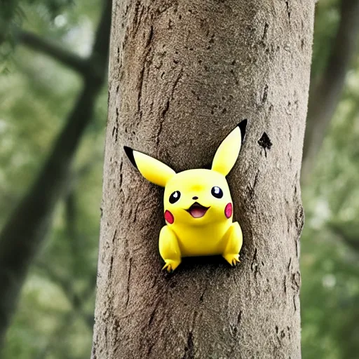 Image similar to photo of pikachu in a tree, fur, realistic, national geographic