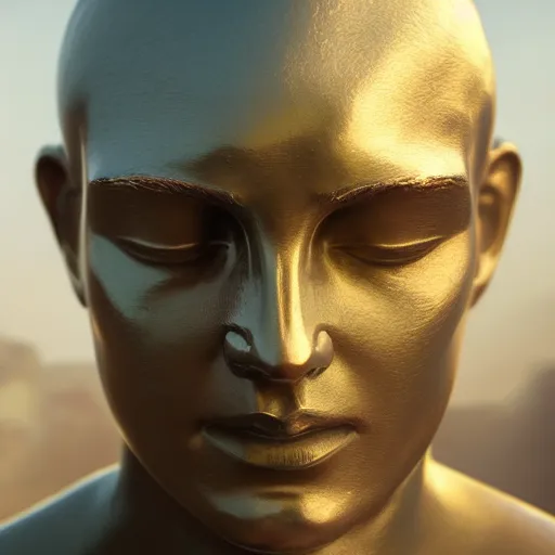 Image similar to portrait of statue glory, chrome, reflect, 8 k uhd, unreal engine, octane render in the artstyle of greg rutkowski