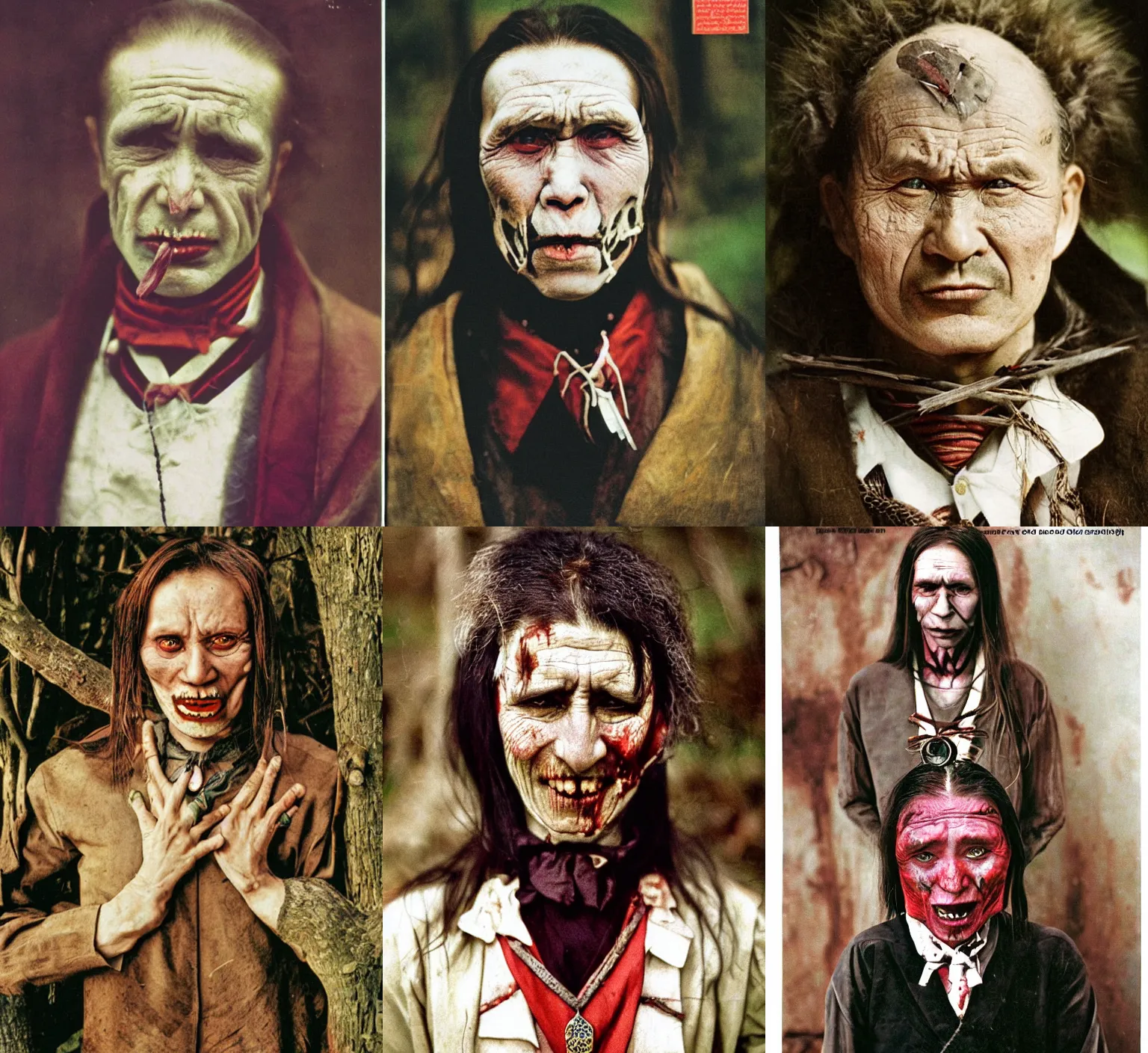 Prompt: portrait photo of the vampire tribe doctor from Ural, full color magazine article by National Geographic (1998)