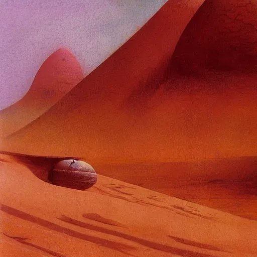 Prompt: The desert world of Dune, Arrakis, by Bruce Pennington