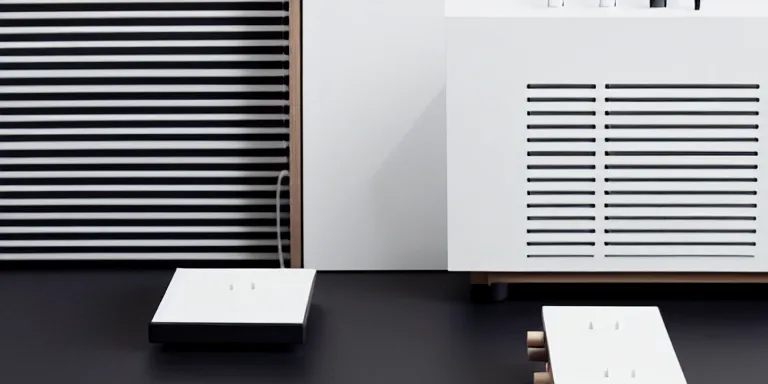 Prompt: dezeen showroom , minimalissimo, archdaily, , teenage engineering moad, mother of all decks, product design concept,product shot of moog melotron synthesizer with ipad connected designed by jony ives, dieter rams, 8k, highly detailed photo