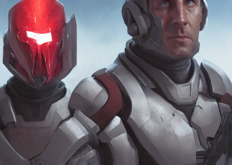 Image similar to painting portrait of Emmanuel Macron dressed as Malgus from SWTOR in Star Wars, sharp focus, waist up, trending on ArtStation, masterpiece, by Greg Rutkowski, by Ross Tran, by Fenghua Zhong, octane, clear eyes, soft render, clear facial features, oil on canvas, moody lighting, cinematic, professional environment concept art