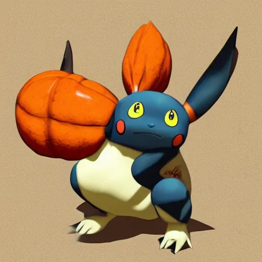 Image similar to A pokemon that looks like The flying Trypoxylus dichotomus,pumpkin body,Trending on art station. Unreal engine.