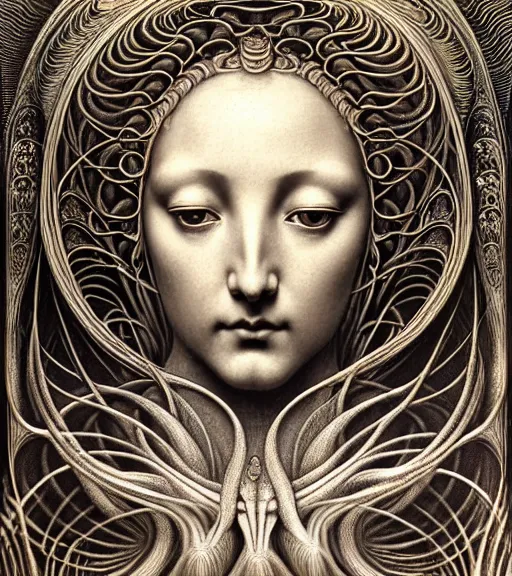 Prompt: detailed realistic beautiful lotus goddess face portrait by jean delville, gustave dore, iris van herpen and marco mazzoni, art forms of nature by ernst haeckel, art nouveau, symbolist, visionary, gothic, neo - gothic, pre - raphaelite, fractal lace, intricate alien botanicals, ai biodiversity, surreality, hyperdetailed ultrasharp octane render