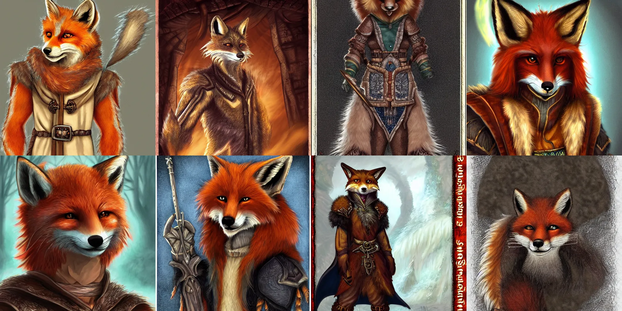 Prompt: An anthropomorphic furry fox mage, D&D portrait, Neverwinter Nights, extremely detailed