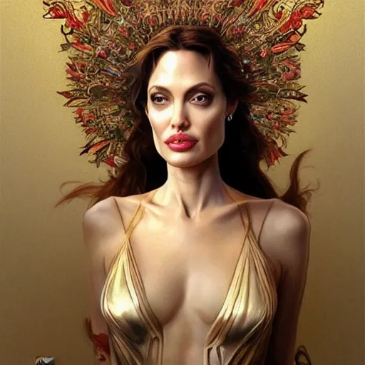 Image similar to living chess piece, angelina jolie and yule brenner, intricate, elegant, highly detailed, digital painting, artstation, concept art, smooth, sharp focus, illustration, art by artgerm and greg rutkowski and alphonse mucha and william - adolphe bouguereau