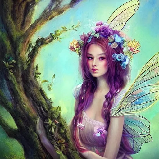 Prompt: spring beautiful fairy, fantasy, realism, pretty, trending on artstation