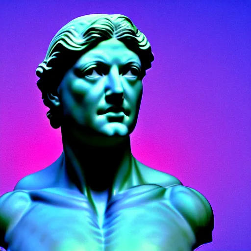 Image similar to 3 d sci - fi cgartist rendering of a hyper realistic marble greek statuary bust floating at the vast pulsating interdimensional fractal space portal at the psychedelic vaporwave event horizon directed by col price, trending on artstation