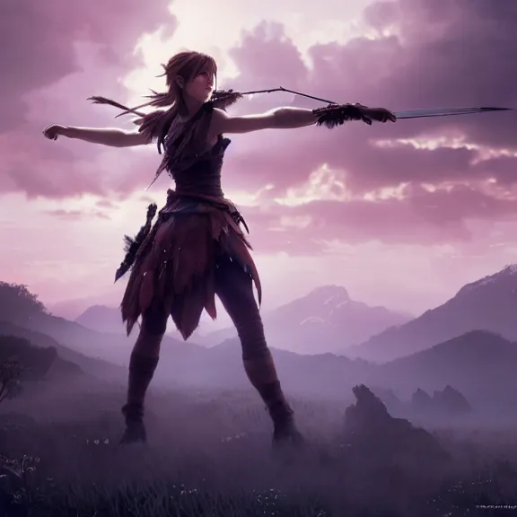 Image similar to a girl from final fantasy live action, movie still of emma watson, horizon zero dawn, evocative, mystical night, sharp focus, very very very very detailed, award winning, masterpiece digital painting by greg rutkowski, alex grey, marc adamus, beautiful dramatic lighting, artstation, 4 k wallpaper, style by peter deligdisch, peterdraws