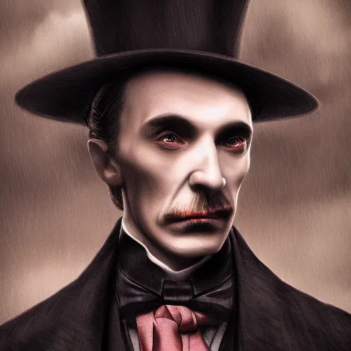 Image similar to a portrait of Dracula, victorian, depth of field, soft light, ominous, photorealistic, detailed, 8k