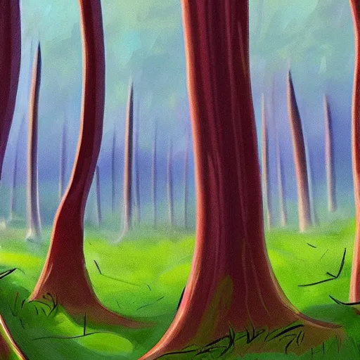 Image similar to digital painting concept art of a forest of giant asparagus