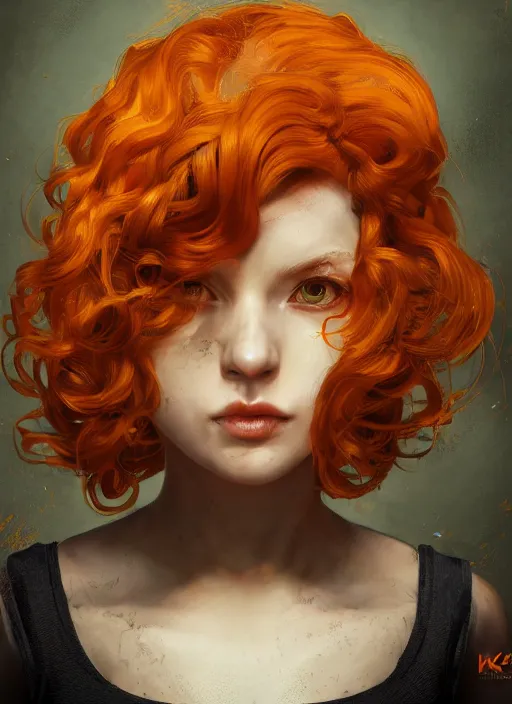 Image similar to biohazard portrait of curly orange hair girl bioshock, au naturel, hyper detailed, digital art, trending in artstation, cinematic lighting, studio quality, smooth render, unreal engine 5 rendered, octane rendered, art style by klimt and nixeu and ian sprigger and wlop and krenz cushart