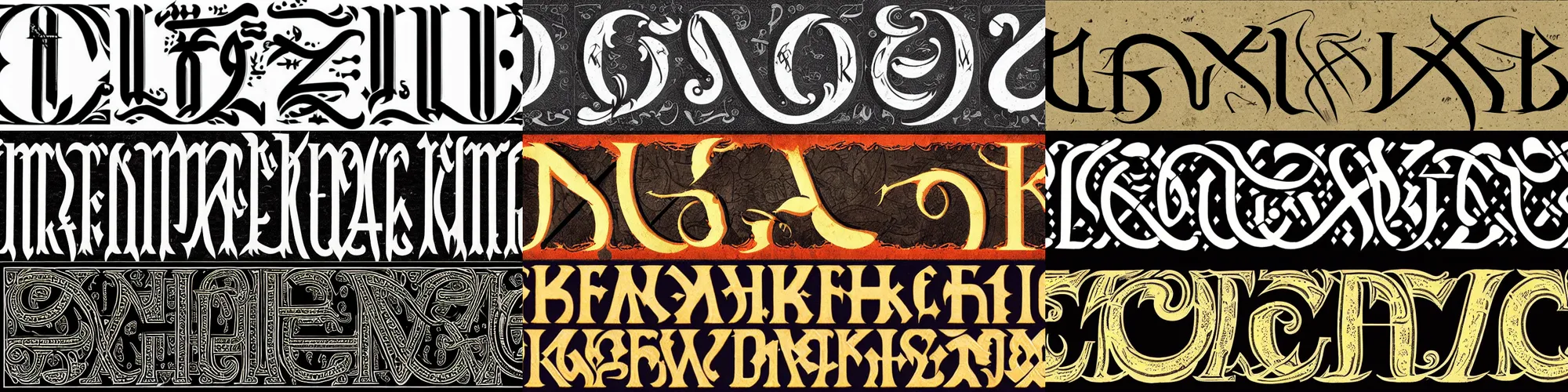 Prompt: full alphabet sample of a masterfully designed blackletter - style font