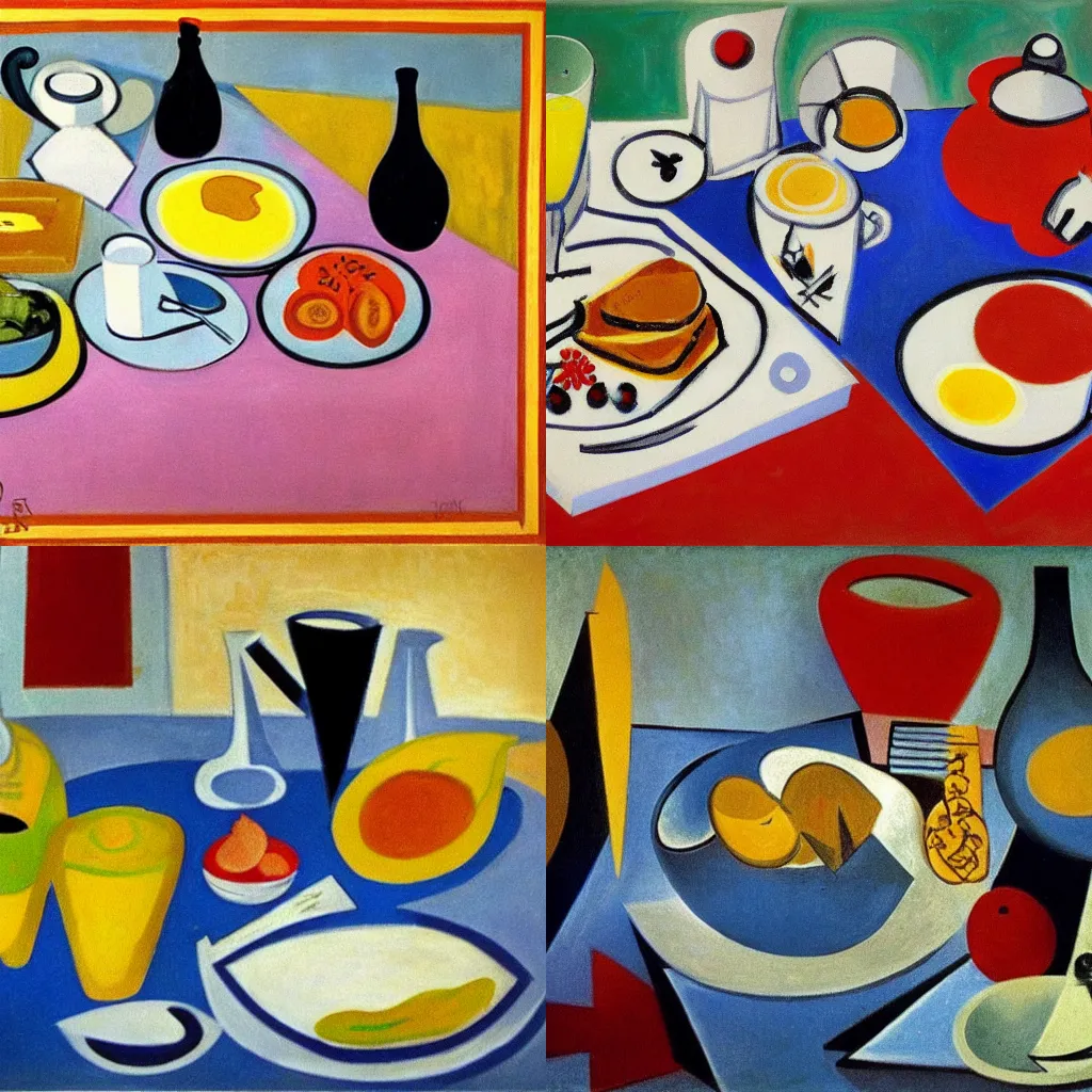 Prompt: breakfast by Pablo Picasso width 1024