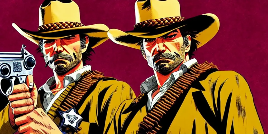 Prompt: complexity, detailed ultra sharp, beautiful woman sheriff, global lighting, theme western saloon, booze, revolver, cigars, sheriff sitting in saloon, fibonacci eyes, red dead redemption game, detailed faces, clean face, yoshihiro togashi style.